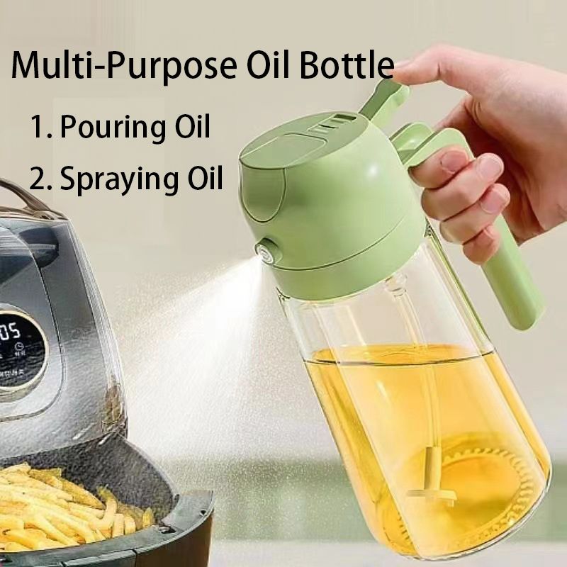 Kitchen Utensils Auto-Flip & Oil Spray Multifunction Oil Jar Bottle 470ml Glass for Oil, Vinegar, etc.  Kitchen & Dining