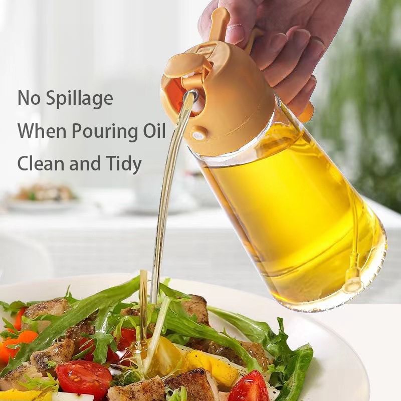 Kitchen Utensils Auto-Flip & Oil Spray Multifunction Oil Jar Bottle 470ml Glass for Oil, Vinegar, etc.  Kitchen & Dining