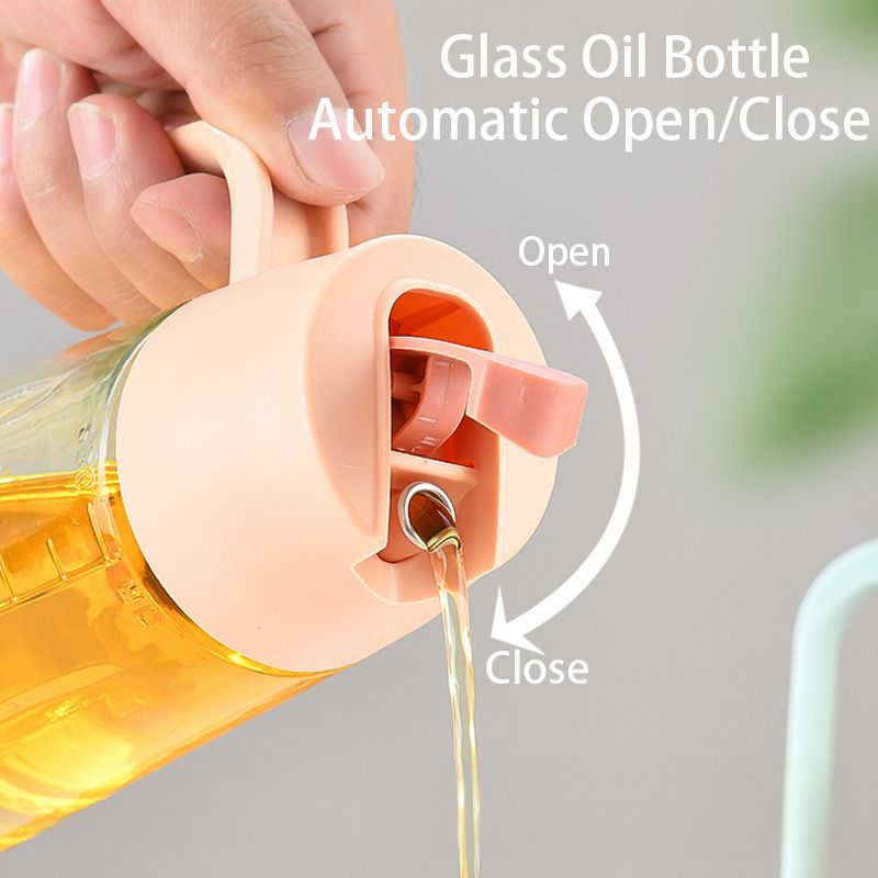 Oil Dispenser Autoflip Kitchen Oil Jar Bottle Glass 630ML Kitchen Utensils