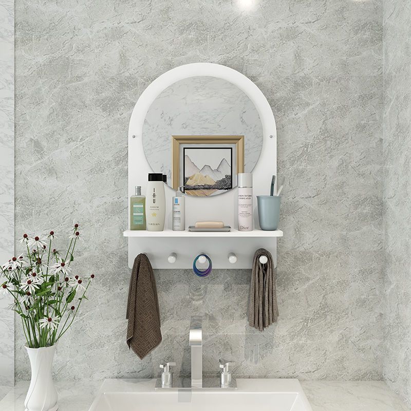 Toilet Bathroom Mirror Wall Mounted Non Perforated Small Unit Toilet Bathroom Home Decor Makeup Mirror With Hook