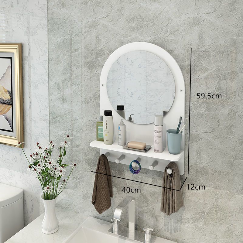 Toilet Bathroom Mirror Wall Mounted Non Perforated Small Unit Toilet Bathroom Home Decor Makeup Mirror With Hook