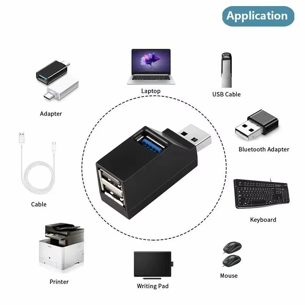USB Hubs 3 Ports High Speed Hubs USB 3.0 HUB Adapter Extender Splitter Box for PC Laptop MacBook Phone HD Data Transfer USB Splitter Computer Accessories