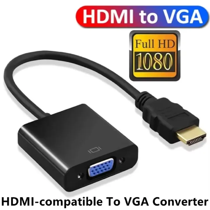HDMI-compatible To VGA Adapter Converter Cable With 3.5mm Audio Cable HD 1080P HDMI Male To VGA Famale Digital Analog Converter for Laptop PC TV