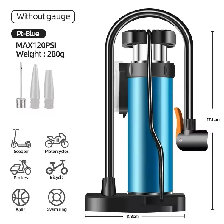 Portable Bike Pump - Hand/Foot Operated, 120 PSI, Compatible with Presta & Schrader Valves, Inflates Cars, Motorcycles, Balls & Inflatables Cycling Accesories