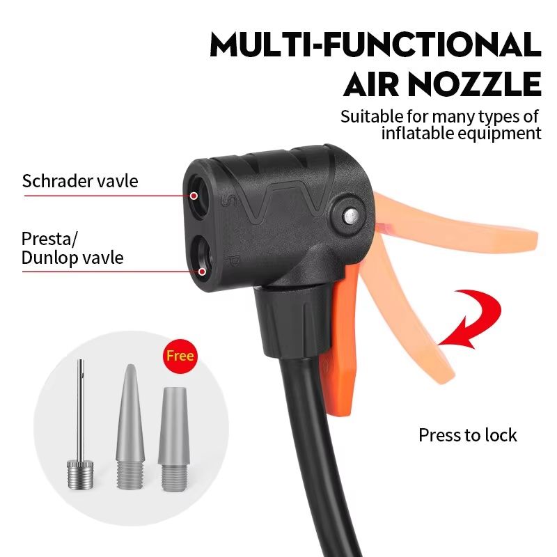Portable Bike Pump - Hand/Foot Operated, 120 PSI, Compatible with Presta & Schrader Valves, Inflates Cars, Motorcycles, Balls & Inflatables Cycling Accesories