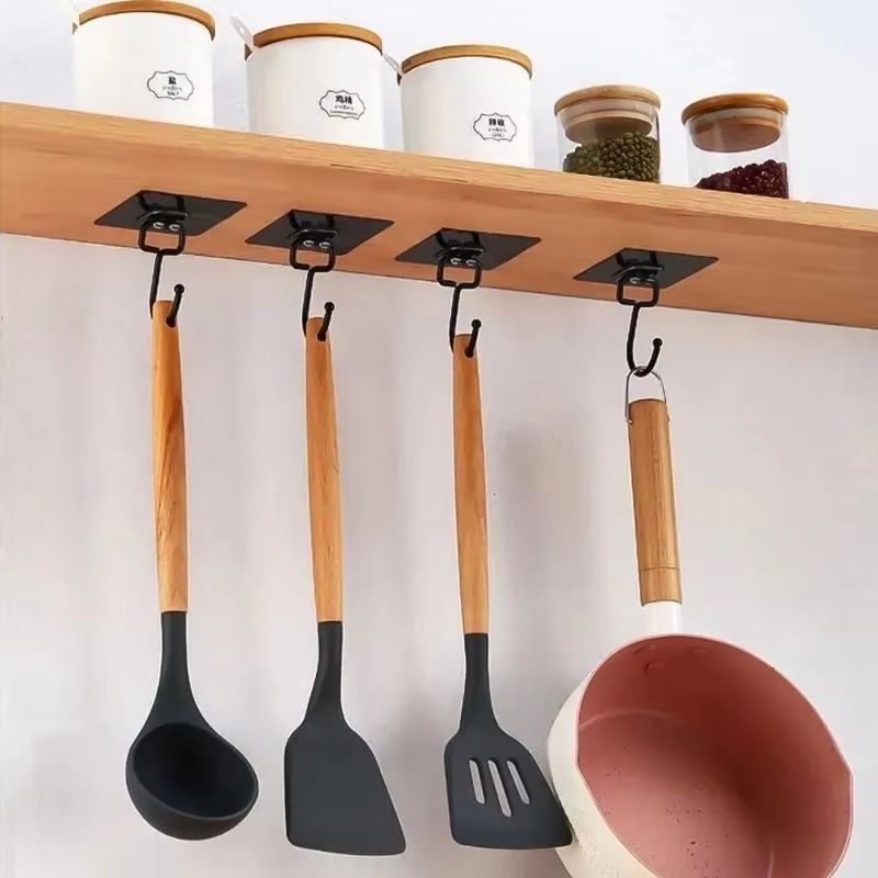 Wall Hooks Self Adhesive Hooks Rotating Waterproof Strong Sticker Holder Wall Door Storage Hanging Hook Kitchen Bathroom Organizer