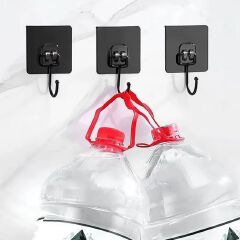 Wall Hooks Self Adhesive Hooks Rotating Waterproof Strong Sticker Holder Wall Door Storage Hanging Hook Kitchen Bathroom Organizer