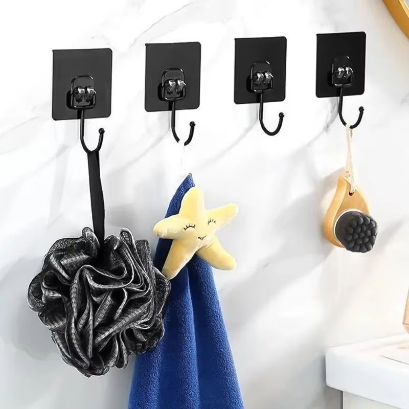 Wall Hooks Self Adhesive Hooks Rotating Waterproof Strong Sticker Holder Wall Door Storage Hanging Hook Kitchen Bathroom Organizer