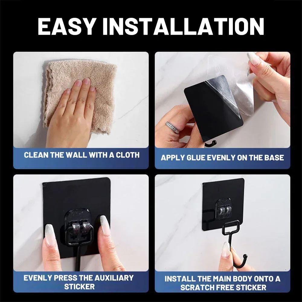 Wall Hooks Self Adhesive Hooks Rotating Waterproof Strong Sticker Holder Wall Door Storage Hanging Hook Kitchen Bathroom Organizer