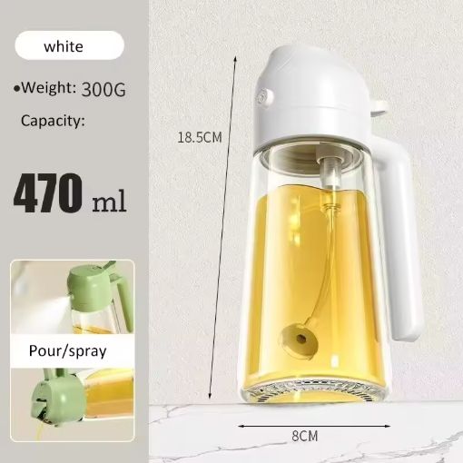 Kitchen Utensils Auto-Flip & Oil Spray Multifunction Oil Jar Bottle 470ml Glass for Oil, Vinegar, etc.  Kitchen & Dining