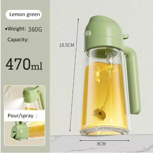 Kitchen Utensils Auto-Flip & Oil Spray Multifunction Oil Jar Bottle 470ml Glass for Oil, Vinegar, etc.  Kitchen & Dining