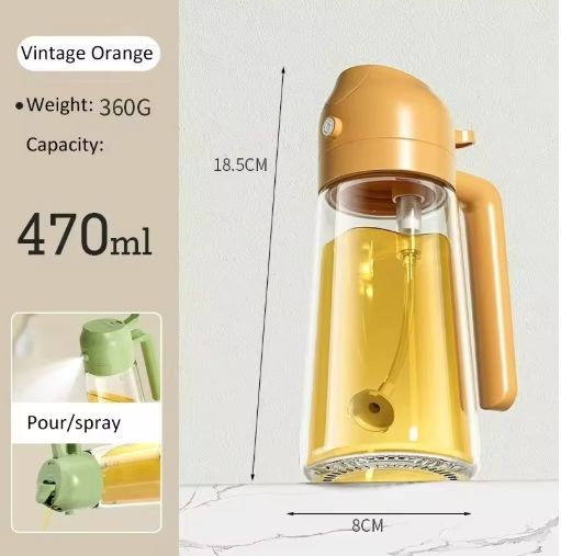 Kitchen Utensils Auto-Flip & Oil Spray Multifunction Oil Jar Bottle 470ml Glass for Oil, Vinegar, etc.  Kitchen & Dining