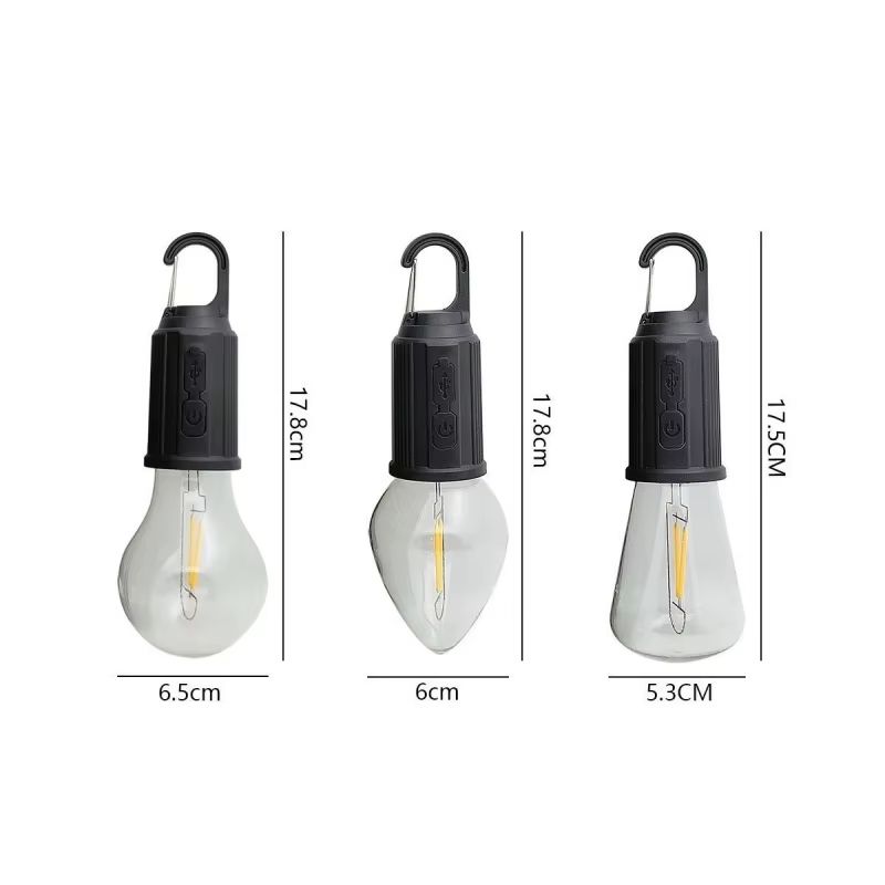 LED Camping Light Type-C USB Rechargeable Waterproof 400mAh 100LM Tent Light with Hook 4 Modes Outdoor Lighting