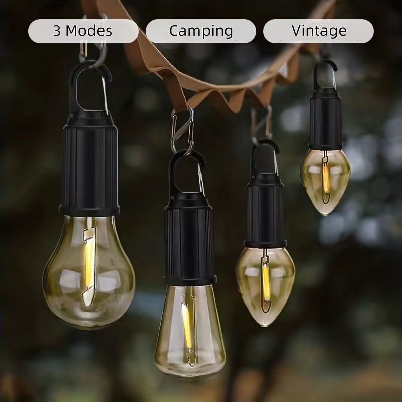 LED Camping Light Type-C USB Rechargeable Waterproof 400mAh 100LM Tent Light with Hook 4 Modes Outdoor Lighting