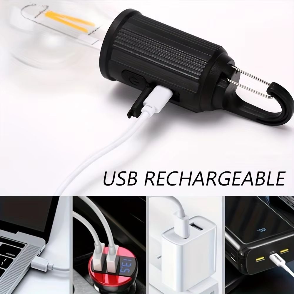 LED Camping Light Type-C USB Rechargeable Waterproof 400mAh 100LM Tent Light with Hook 4 Modes Outdoor Lighting