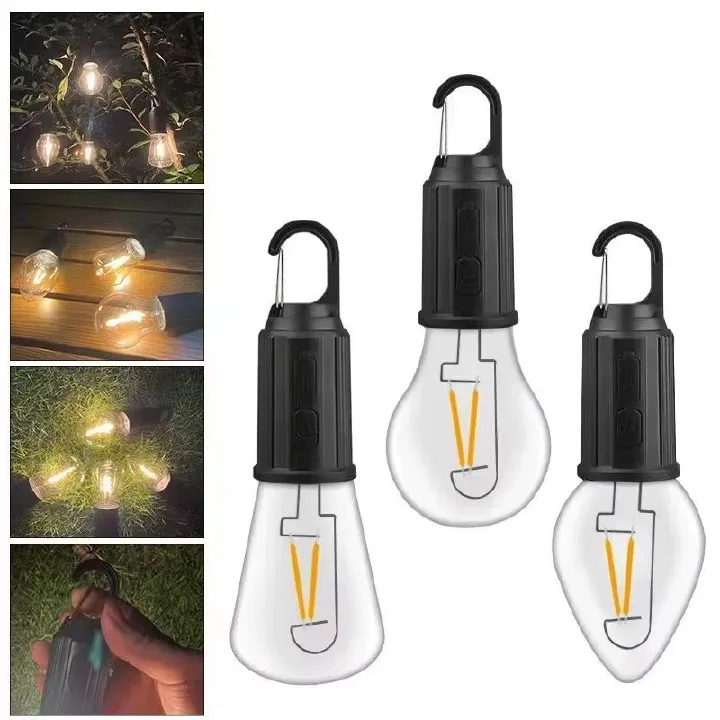 LED Camping Light Type-C USB Rechargeable Waterproof 400mAh 100LM Tent Light with Hook 4 Modes Outdoor Lighting