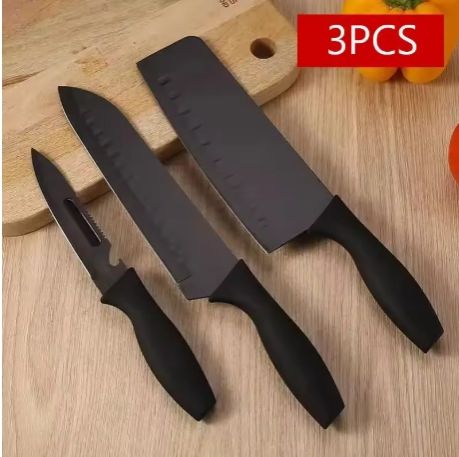5-Piece Kitchen Knife Set Black Protective Coating, Premium Stainless Steel Versatile for Cutting Meat, Vegetables, Peeling Fruits, and More