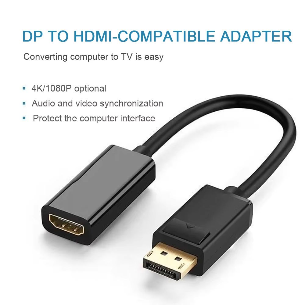DisplayPort(DP) to HDMI-compatible Adapter Converter Display Port Male DP to Female HD TV Cable Adapter Video Audio For PC TV