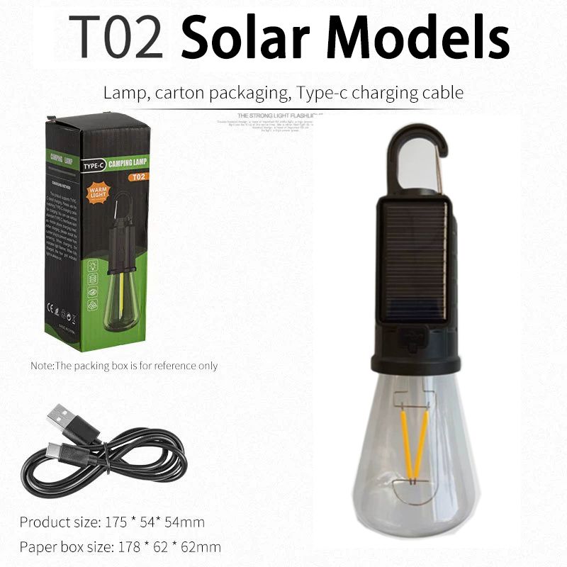 LED Camping Light Type-C USB Rechargeable Waterproof 400mAh 100LM Tent Light with Hook 4 Modes Outdoor Lighting