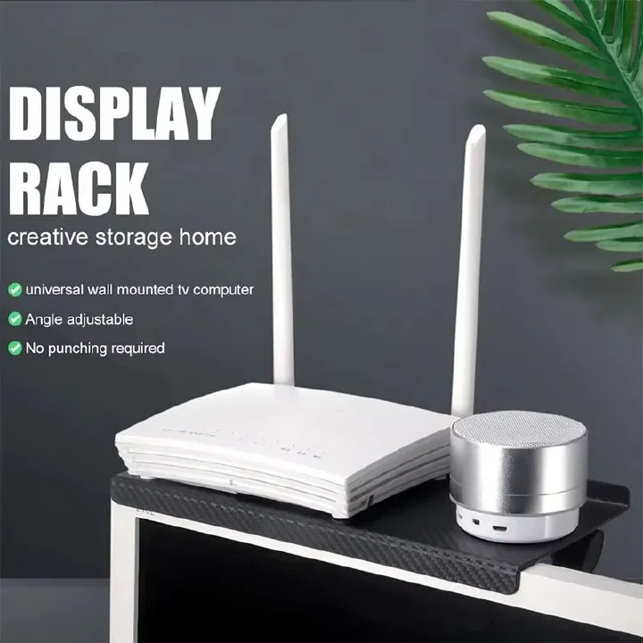 TV Set Top Box Storage Rack Remote Control Router Small Accessories Multi Functional Adjustable Hanging Rack  Black