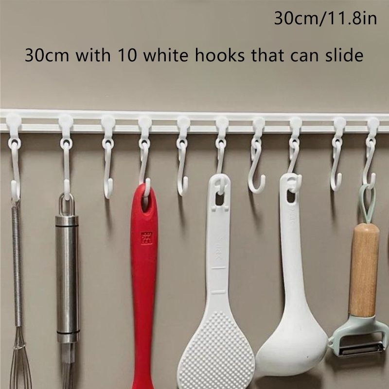 Self-Adhesive Multi-Purpose Wall Hooks - Kitchen/Bathroom/Wardrobe Space Saver with Adjustable hooks for Utensils, Pans & Home Organization
