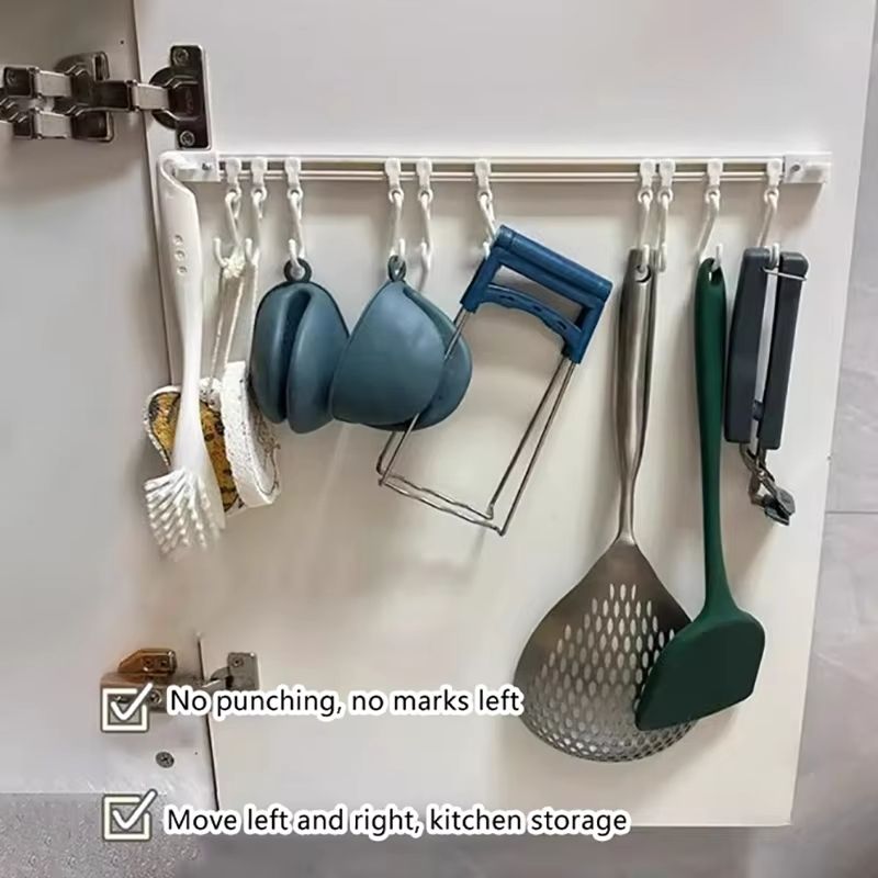 Self-Adhesive Multi-Purpose Wall Hooks - Kitchen/Bathroom/Wardrobe Space Saver with Adjustable hooks for Utensils, Pans & Home Organization