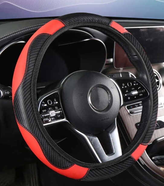 Non-inner-ring Automobile Steering Wheel Cover 37-38cm（14-15 inch） Leather Four Seasons for Spring Summer Autumn Winter for Men and Women