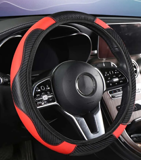 Non-inner-ring Automobile Steering Wheel Cover 37-38cm（14-15 inch） Leather Four Seasons for Spring Summer Autumn Winter for Men and Women