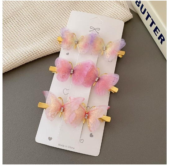 6Pcs New Rainbow Butterfly Girl Cute Super Immortal Hair Clip Children's Side Broken Hair Fixed Princess Hair Jewelry