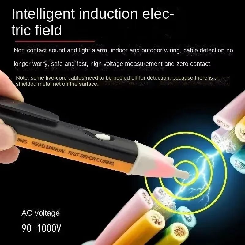 Non-Contact Safe Voltage Tester Pen 90-1000V with LCD Sensor & LED Light | Electric AC Detector with Wire Breakpoint Finder for Home & Industrial Use