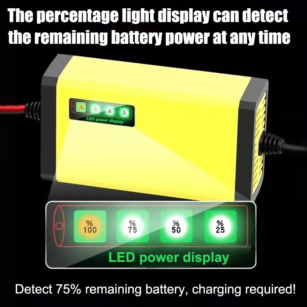 12V Motorcycle & Car Battery Fully Automatic Charging Adapter Lead Acid Gel Charger 110V 220V12V 2A LCD Display Smart Charger