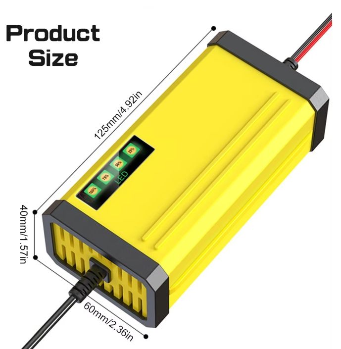 12V Motorcycle & Car Battery Fully Automatic Charging Adapter Lead Acid Gel Charger 110V 220V12V 2A LCD Display Smart Charger