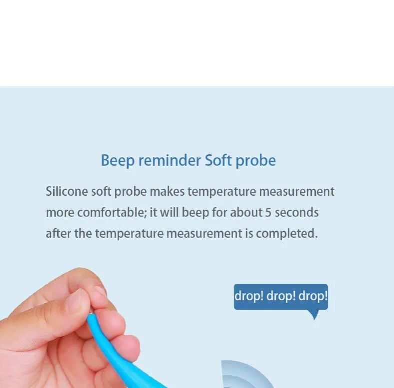 1pcs Soft-head Thermometer Household Human Thermometer for Fever Digital Basal Body Oral Armpit or Rectal Electronic LCD Display