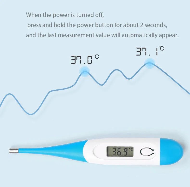 1pcs Soft-head Thermometer Household Human Thermometer for Fever Digital Basal Body Oral Armpit or Rectal Electronic LCD Display