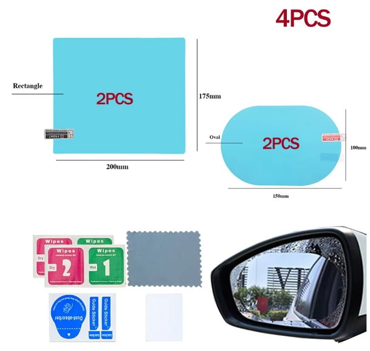 4PCS mirror protective film 2 Auto Rearview Mirror & 2 Side Windows Rainproof Film Waterproof Anti-fog Car Stickers for Car Accessorie