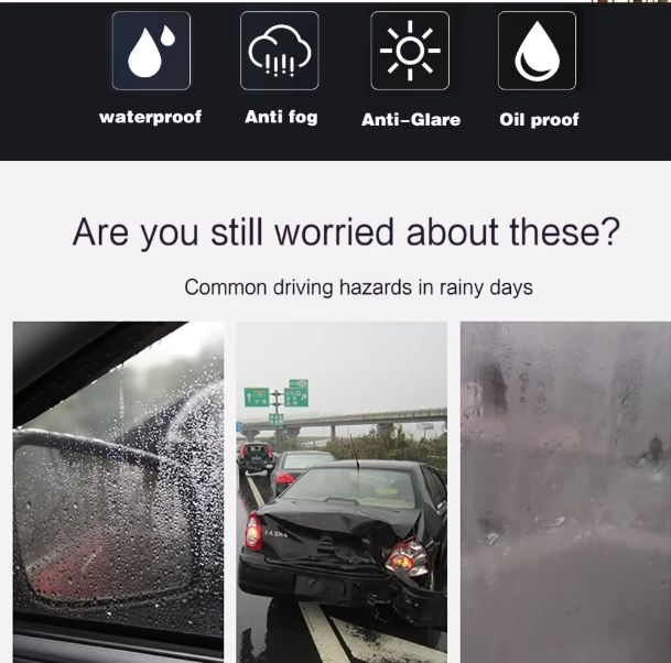 4PCS mirror protective film 2 Auto Rearview Mirror & 2 Side Windows Rainproof Film Waterproof Anti-fog Car Stickers for Car Accessorie