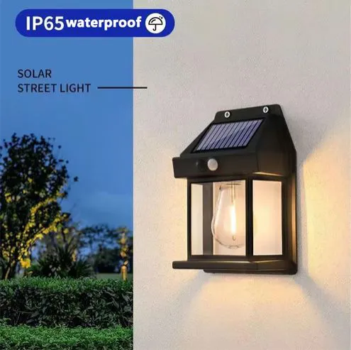 Outdoor Solar Tungsten Wall Light with Motion Sensor IP65 Waterproof LED Safety Light for Patio Outdoor Deck Porch Barn Balcony