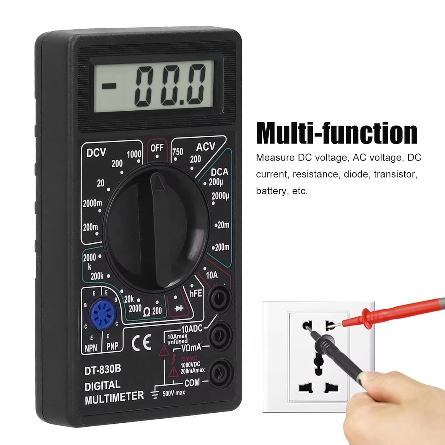 Digital Multimeter Tester, Electrical Voltmeter Ammeter, Portable Volt Multi Meter, Car Battery Tester Circuit Tester