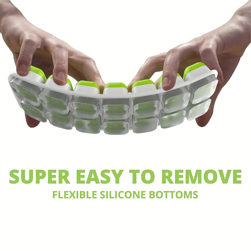 2 Pieces Silicone Ice Cube Trays, Easy-Release Flexible Molds with Spill-Resistant Lid, Stackable Ice Cube Trays with Covers