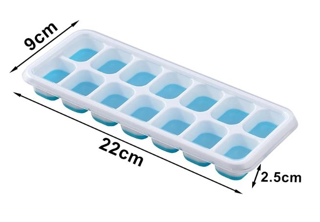 2 Pieces Silicone Ice Cube Trays, Easy-Release Flexible Molds with Spill-Resistant Lid, Stackable Ice Cube Trays with Covers