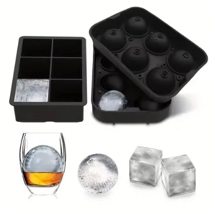 Silicone Ice Mold 6 Grids – Creative Bar Tools for Whiskey, Cocktails, Juice | Reusable Freezer Ice Maker for Home, Commercial Use