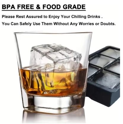 Silicone Ice Mold 6 Grids – Creative Bar Tools for Whiskey, Cocktails, Juice | Reusable Freezer Ice Maker for Home, Commercial Use