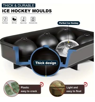 Silicone Ice Mold 6 Grids – Creative Bar Tools for Whiskey, Cocktails, Juice | Reusable Freezer Ice Maker for Home, Commercial Use