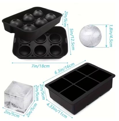 Silicone Ice Mold 6 Grids – Creative Bar Tools for Whiskey, Cocktails, Juice | Reusable Freezer Ice Maker for Home, Commercial Use