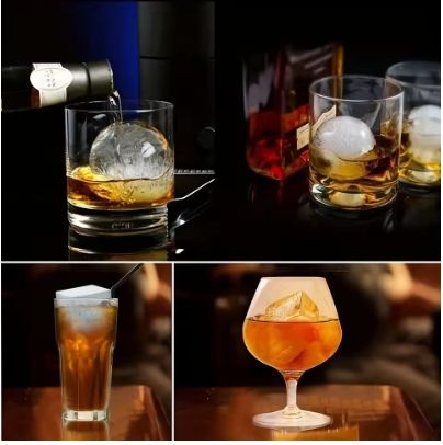 Silicone Ice Mold 6 Grids – Creative Bar Tools for Whiskey, Cocktails, Juice | Reusable Freezer Ice Maker for Home, Commercial Use