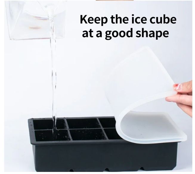 Silicone Ice Mold 6 Grids – Creative Bar Tools for Whiskey, Cocktails, Juice | Reusable Freezer Ice Maker for Home, Commercial Use