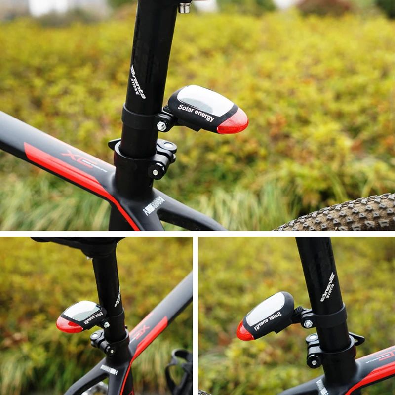 Bicycle Solar Energy Cycling Rear Light 2 LED Taillight  Road Mountain Bike Solar Energy Tail Light Night Cycling Safety Red Lamp