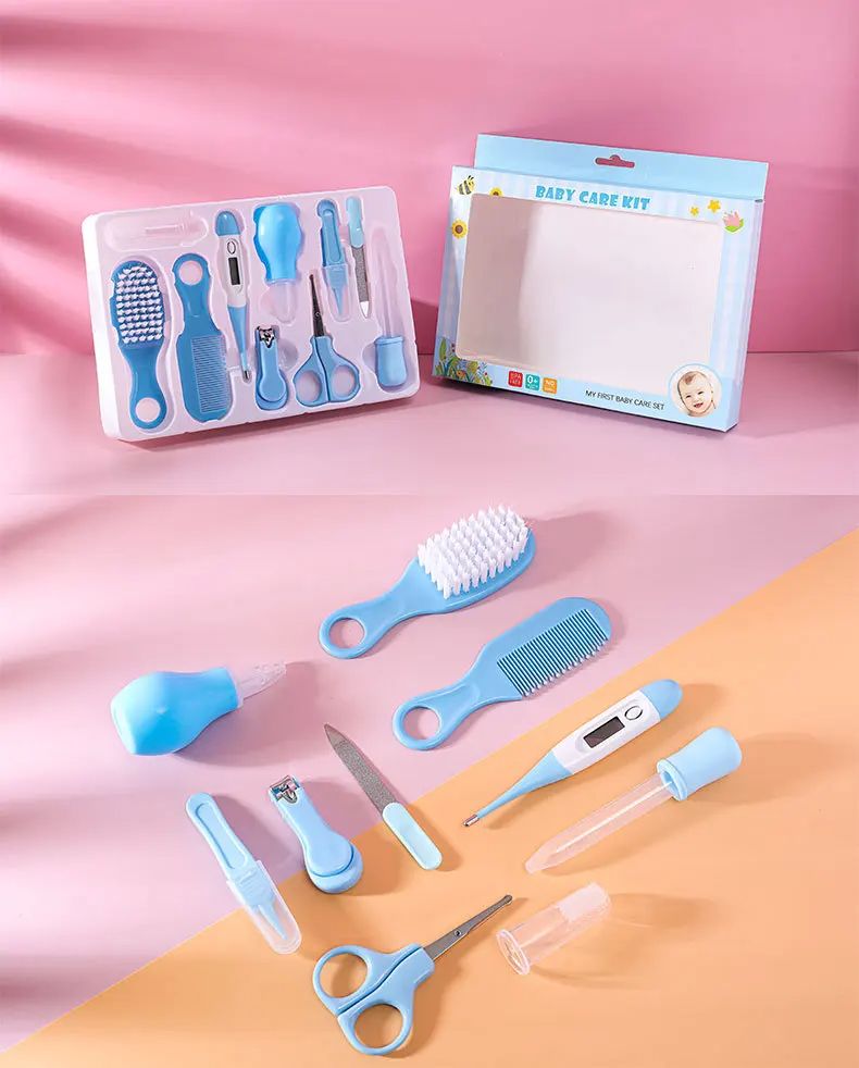 Newborn Baby Nail Hair Daily Care Kit Infant Kids Grooming Brush Comb Safe Nail Clippers Set For Baby Gift