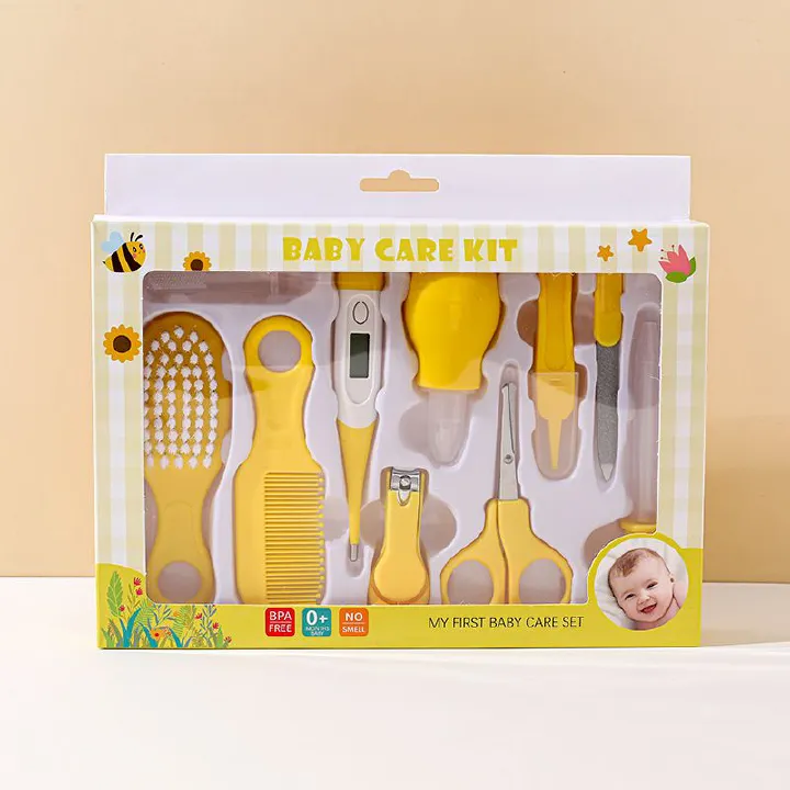 Newborn Baby Nail Hair Daily Care Kit Infant Kids Grooming Brush Comb Safe Nail Clippers Set For Baby Gift
