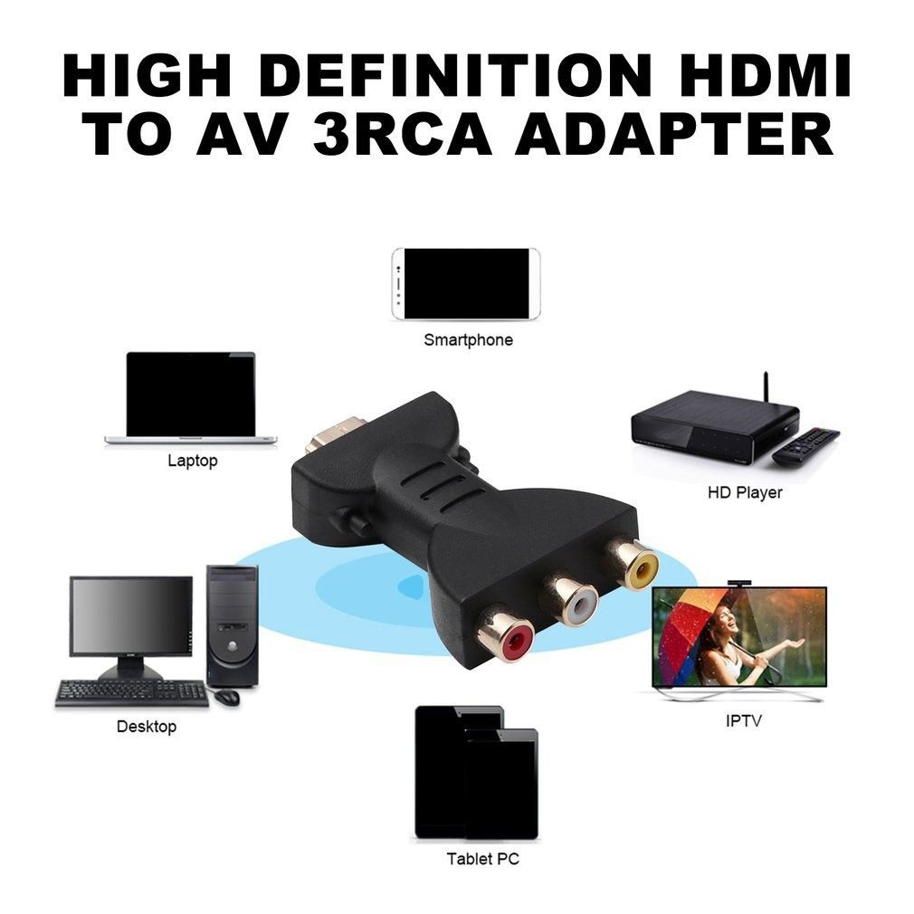 HDMI To AV Wire Connector AV Digital Signal HDMI To 3 RCA Audio Adapter Component Converter Video For PC Projector Tablet Computers Arcade